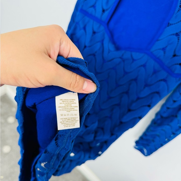 Free People Wild Thing Open Lace Zig Zag  Chevron Long Sleeve Dress -XS - Picture 5 of 7